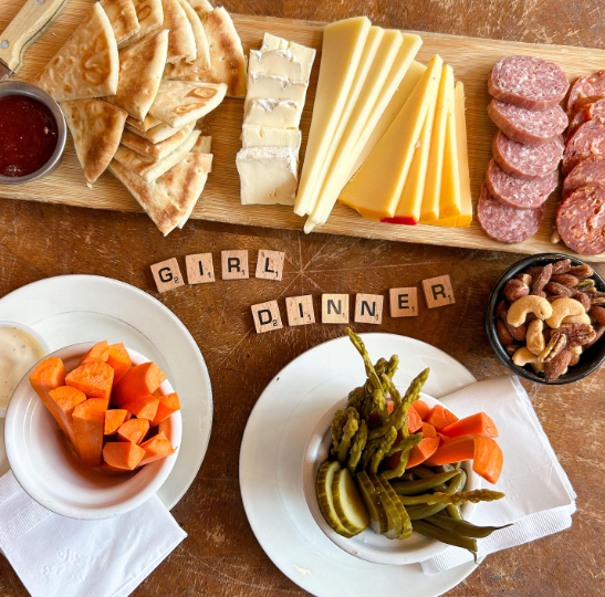 Girl dinner charcuterie board.