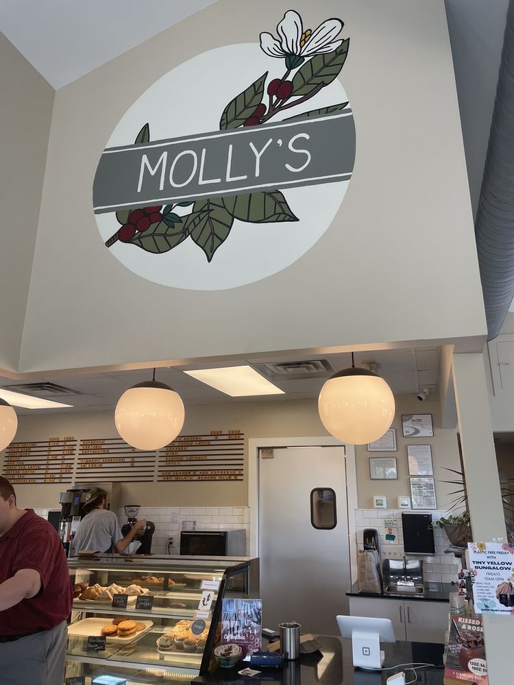 Molly's sign inside the coffee shop.