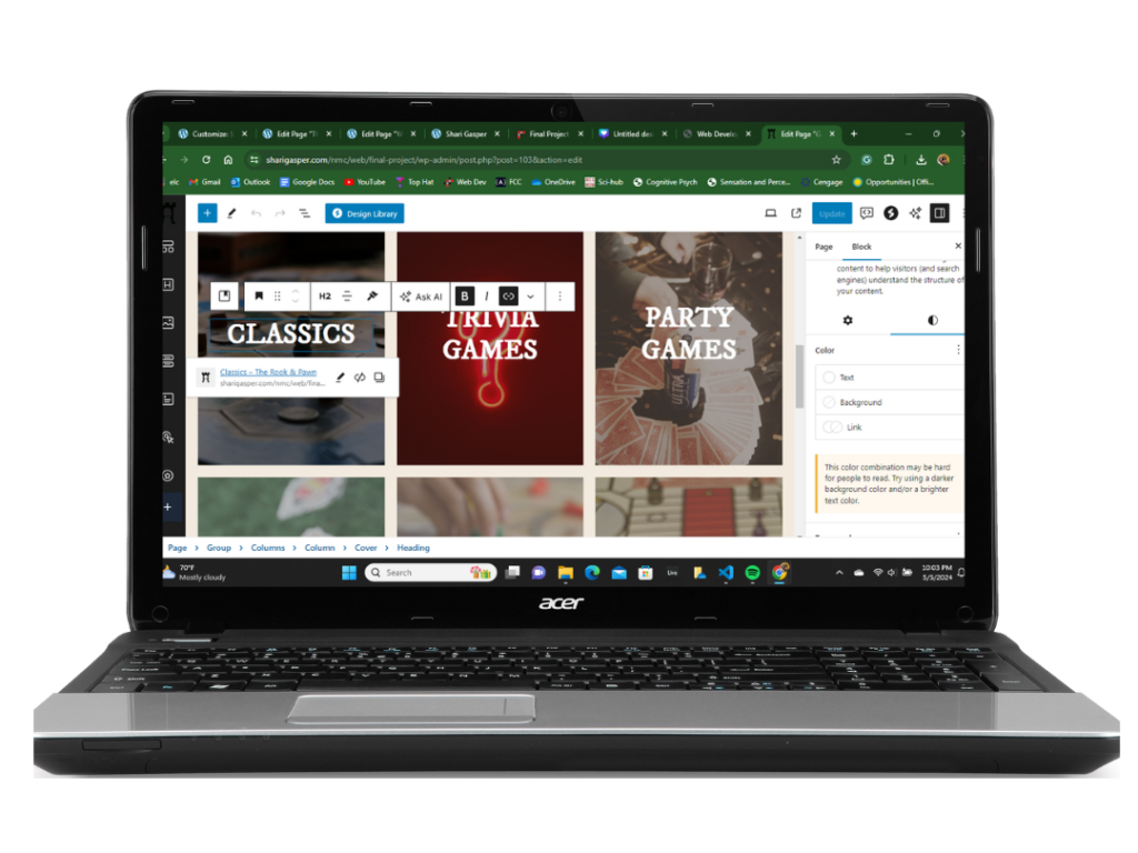 Adding links to subpages on a page