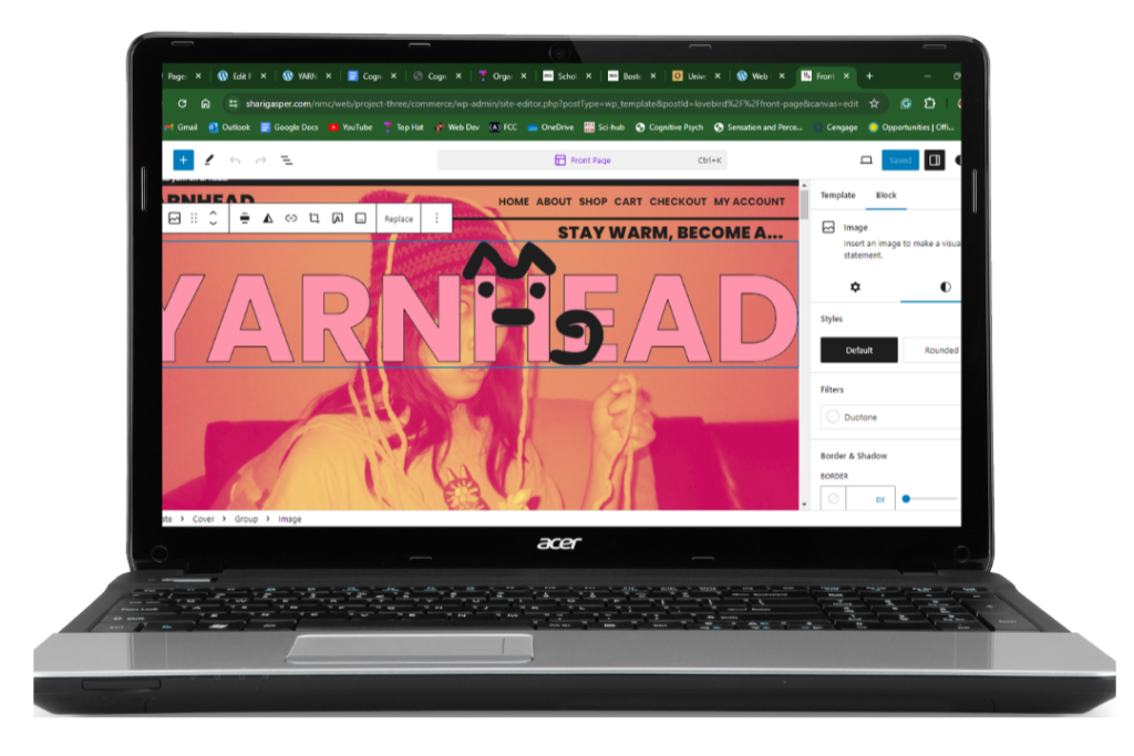 Laptop screen with WordPress site editor open